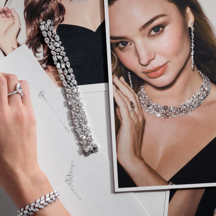 Michael Hill Signature high jewelry with the Miranda Kerr campaign and design sketches